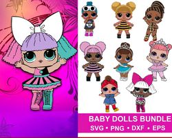 35 file Baby dolls bundle SVG , Mega lol dolls bundle svg eps dxf png , for Cricut, digital, file cut, Instant Download