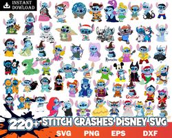 220 Stitch Crashes disney SVG Bundle, stitch svg, Cricut & Silhouette Cutting Files, lilo and stitch svg, Digital Dowloa