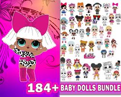 184 file Baby dolls bundle SVG , Mega lol dolls bundle svg eps dxf png , for Cricut, digital, file cut, Instant Download
