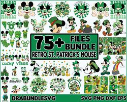 75 Files Retro St. Patrick's Mouse SVG PNG Bundle, Magical St. Patricks Day Png, Retro Mouse Svg, Mouse and Friends , Di
