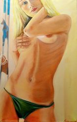 Erotic Art Sexy Girl Painting 23*37 inch Female Body Painting Topless Art