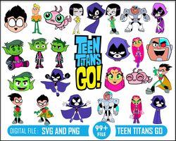 99 Teen Titans Go SVG , Teen Titans svg , justice league svg , Printable, Cut Files , Clipart, Vector, Silhouette , laye