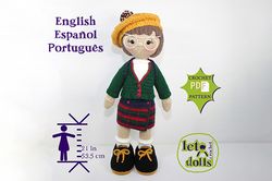 Crochet Doll Pattern, Amigurumi doll pattern, Large doll, 21"/53cm, Olivia