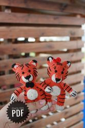 crochet pattern little tiger, amigurumi tiger, tutorial tiger  pattern in english