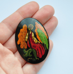 Retro brooch Vintage accessory Jewelry accessories hand painted brooch USSR , brooch with girl