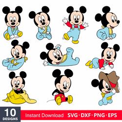 Layered Baby Mickey Svg Bundle, Instant Download, Bundle For Cricut, Silhouette Vector SVG PNG DXF Cut File