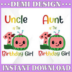 Cocomelon Uncle and Aunt Of Birthday Girl svg, Coco Melon svg, Cocomelon Bundle svg, Cocomelon Birthday svg, Watermelon