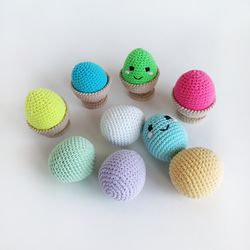 crochet easter egg plush-9pcs, fake eggs, amigurumi egg, crochet rattle