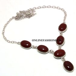 Sale 1 PC Red Jasper Gemstone 925 Sterling Silver Plated Bezel Necklace ,Handmade Dainty Neckpiece Jewelry, Gift For Her
