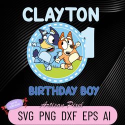 Personalized Bluey Birthday Svg, Bluey Family Birthday Svg, Bingo And Bluey Onesie, Custom Birthday Svg For Boys Girl