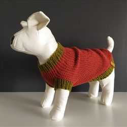 Bright warm hand-knitted dog sweater