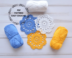 Crochet Coasters Pattern, Spring coasters, Gift for mom, Beginner crochet tutorial, Small crochet doily pdf, Lace coaste