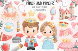 26 Clipart Prince and Princess Sublimation Love Castle PNG Instant Download Bundle