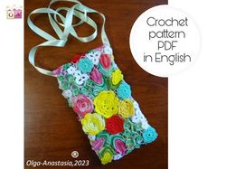 Lace bag for glasses  crochet pattern , flower crochet pattern , crochet motif , crochet flower pattern , bag crochet