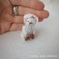 Miniature bear gift. Collectible teddy bear ooak. Handmade artist teddy bear.