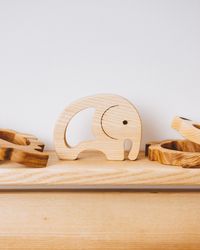 wooden teether toy various shapes, small wooden baby ttether, gender neutral baby shower gift, birth toy gift