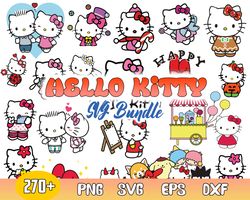 Hello Kitty Bundle svg, Kawaii Kitty Svg, Kawaii Kitty Clipart, Cute Cat Svg, Kitty Svg