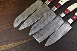 Kitchen Knife set of 5 different pieces Damascus chef Knifes for Kitchen Use Everyday Carry