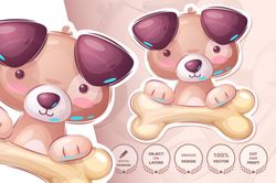Set Cute Sticker - Seamless Pattern stickers ,Cute animals stickers EPS , AI ,  PNG , JPEG ,  digital clipart downloads