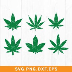 Pot Leaf Bundle Svg, Cannabis Leaf Svg, Weed Svg, Png Dxf Eps File