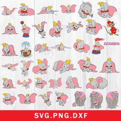Dumbo Bundle Svg, Dumbo Svg, Elephant Svg, Cartoon Svg, Png Dxf Digital File