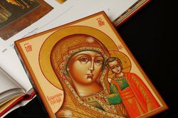 Virgin Mary Icon Hand Painted Orthodox Most Holy Theotokos collectible religious art gift