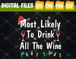 Most Likely To Drink All The Wine Family Matching Christmas Svg, Eps, Png, Dxf, Digital Download