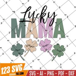 Lucky Mama St. Patrick PNG Sublimation Design, Mama St. Patrick Day Png, Shamrock Png, Retro Mama Png, Clover Png, Subli