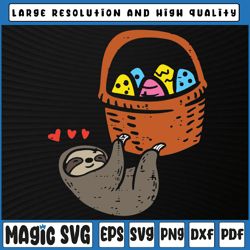 Easter Sloth Hanging Egg Basket Svg, Cute Animal Svg, Cute Easter Sloths, Easter, Sublimation Download