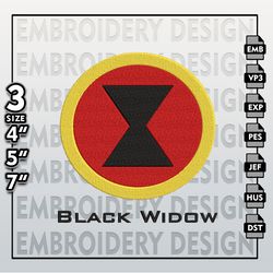 Black Widow Embroidery Designs, Black Widow Logo Embroidery Files, Marvel Machine Embroidery Pattern, Digital Download