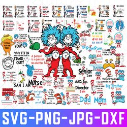 60 files Dr Seuss Svg, Mega Bundle, Cat In The Hat SVG, Dr Seuss  Hat SVG, Green Eggs And Ham Svg, Dr Seuss for Teachers