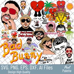 Bad Bunny Svg, El Conejo Malo Svg, Instant Download, Bad Bunny Svg, Cartoon Bunny Svg, Bundle Layered Svg