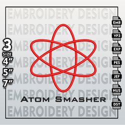 Atom Smasher Embroidery Designs, Atom Smasher Logo Embroidery Files, DC Comics Machine Embroidery Pattern