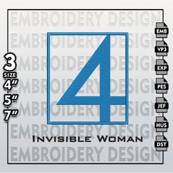 Invisible Woman  Embroidery Designs, Invisible Woman Logo Embroidery Files, Marvel Comics Machine Embroidery Pattern