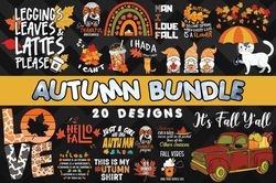 Autumn Bundle SVG 20 designs - SVG, PNG, DXF, EPS, PDF Files For Print And Cricut