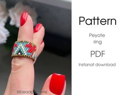 Peyote ring pattern - Ethnic print - DIY handmade miyuki delica pattern - easy pattern seed bead ring - how to make bea