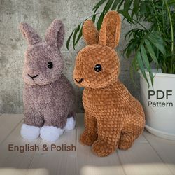 crochet bunny rabbit pattern realistic amigurumi english pdf tutorial easter decor