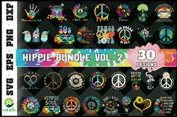 Hippie Graphic Bundle Vol.2 - SVG, PNG, DXF, EPS Files For Print And Cricut