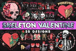 Skeleton Valentine Bundle SVG 20 designs - SVG, PNG, DXF, EPS Files For Print And Cricut