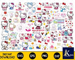 143 file Hello Kitty svg eps dxf png, Mega Hello Kitty bundle SVG, for Cricut , Silhouette, digital, file cut