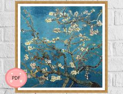 Almond Blossoms Cross Stitch Pattern , Van Gogh, Pdf, Instant Download , X stitch Chart, Famous Painting,Full Coverage