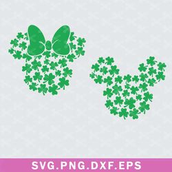 Mickey And Minnie Patrick's Day Svg, Mickey Svg, Minnie Svg, St Patrick's Day Svg, Disney Lucky Svg, Png Dxf Eps File