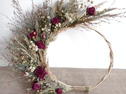 Boho Minimalist Dried Flower Wreath Natural Year Round Wreath Rustic Bedroom Wreath Rustic Wedding Decor Neutral Wreath