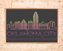 Oklahoma City cross stitch pattern Modern cross stitch City skyline cross stitch Housewarming xstitch Instant download