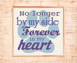 Pet loss cross stitch pattern Dog cross stitch Pet Memorial Quote cross stitch Forever in my heart