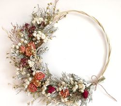 Minimalist Boho Dried Flower Wreath Natural Year Round Wreath Rustic Bedroom Wreath Rustic Wedding Decor Neutral Wreath