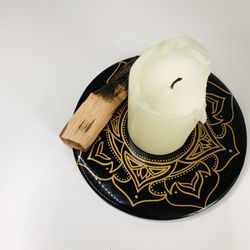 Epoxy resin mandala tray | Altar base for crystals | Candle tray | Incense stand