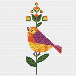 Cute Bird Molly cross stitch pattern Cute little Bird Counted cross stitch Bird Primitive embroidery Folk bird