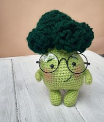 Hand Crochet Mr Broccoli With Glasses Stuffed Toys Plush Toys Vegetables
