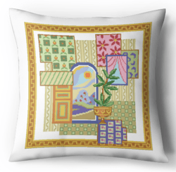 Digital - Vintage Cross Stitch Pattern Pillow - Ornament - Cushion Cross Stitch